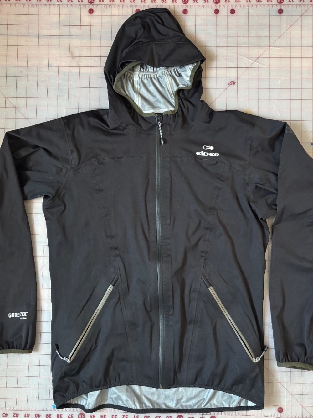 Eider Gore-Tex Active Waterproof Hooded Rain Jacket Black Men's Shell Hiking Med